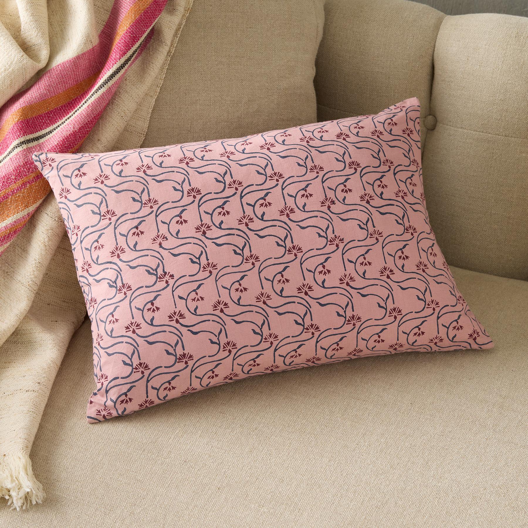 Winding Path Block Print Bolster Pillow