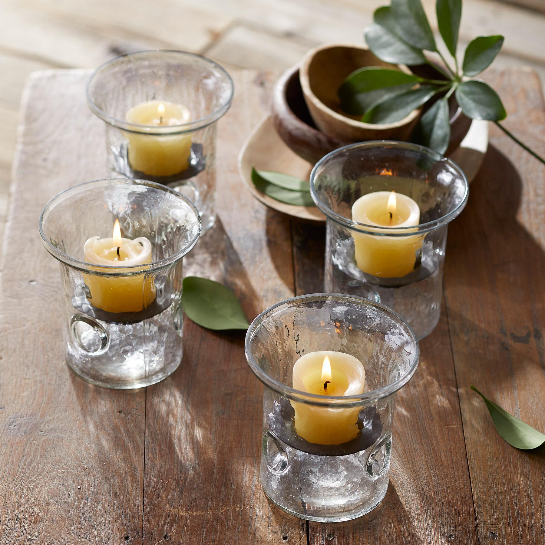 Premium Blown Glass Tabletop Hurricanes Set
