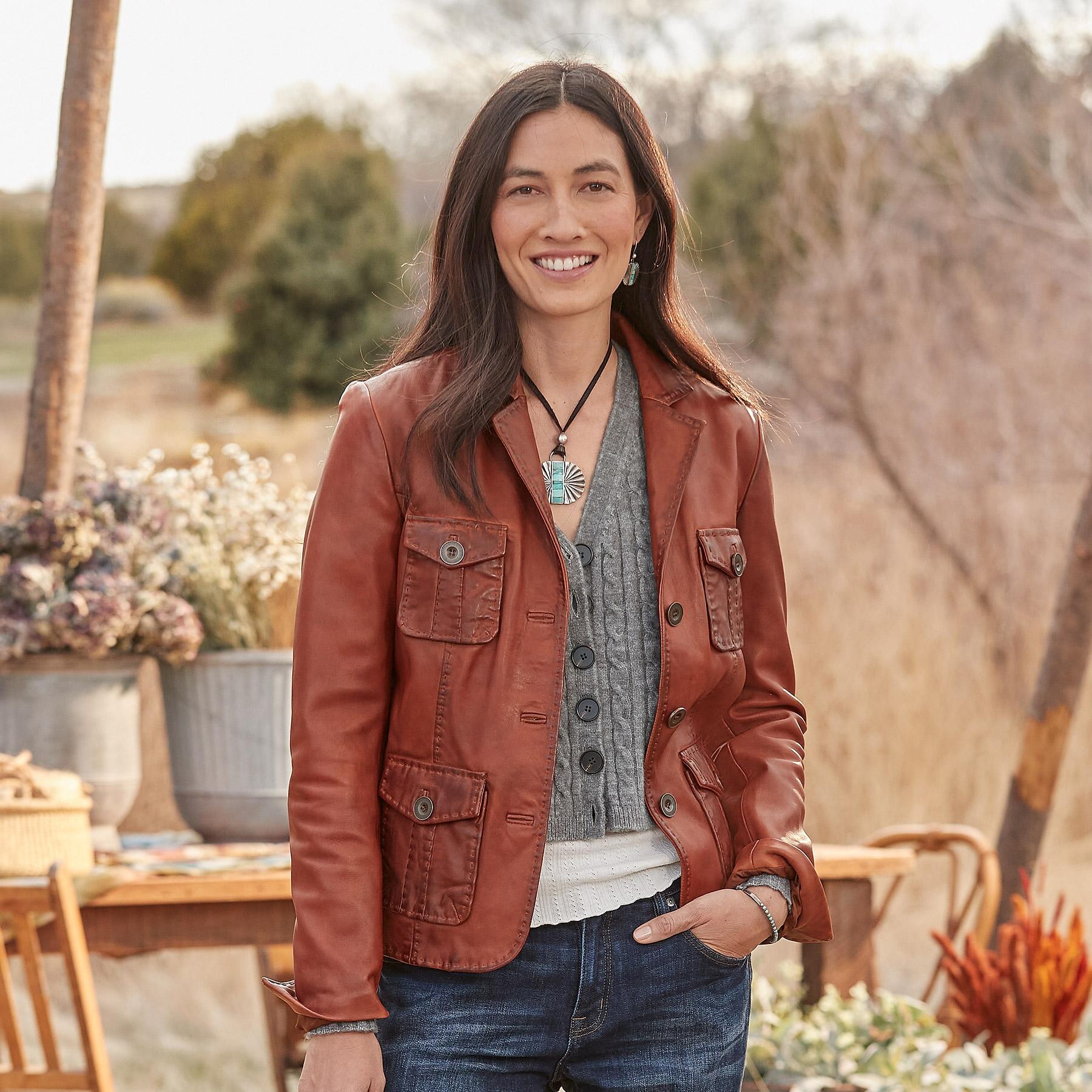 Premium McKenna Petite Leather Blazer