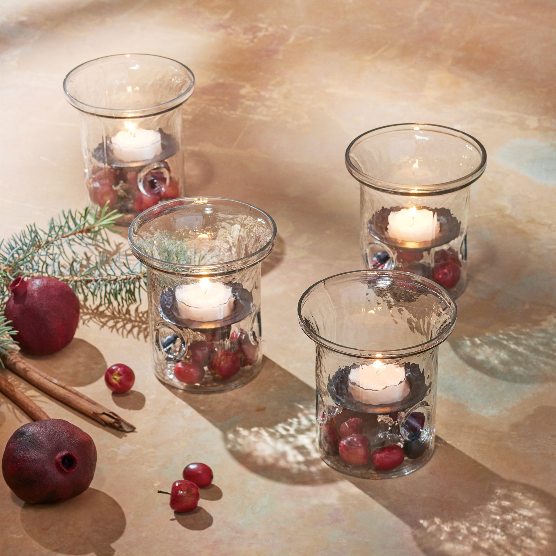 Premium Blown Glass Tabletop Hurricanes Set